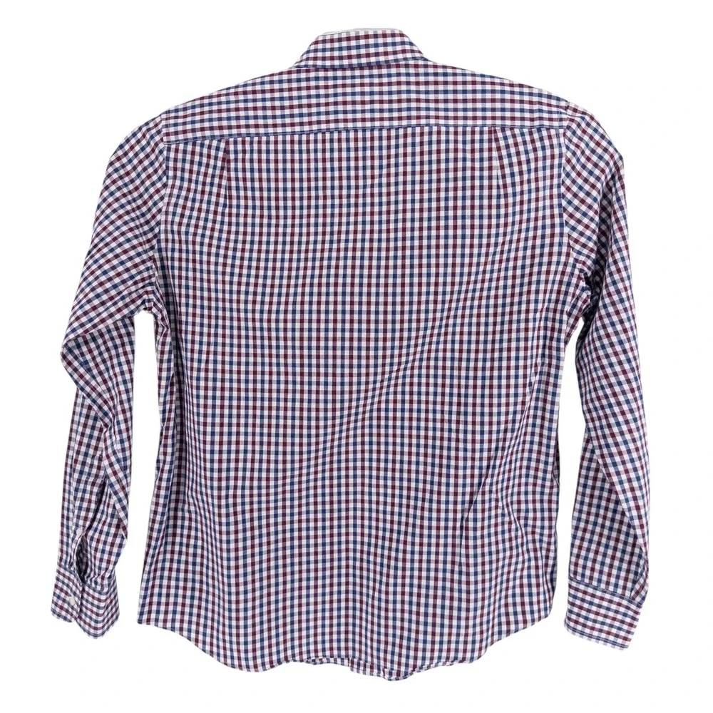 J Crew Slim Washed‎ Shirt Men's XL Red White & Blue Gingham Button Down Preppy